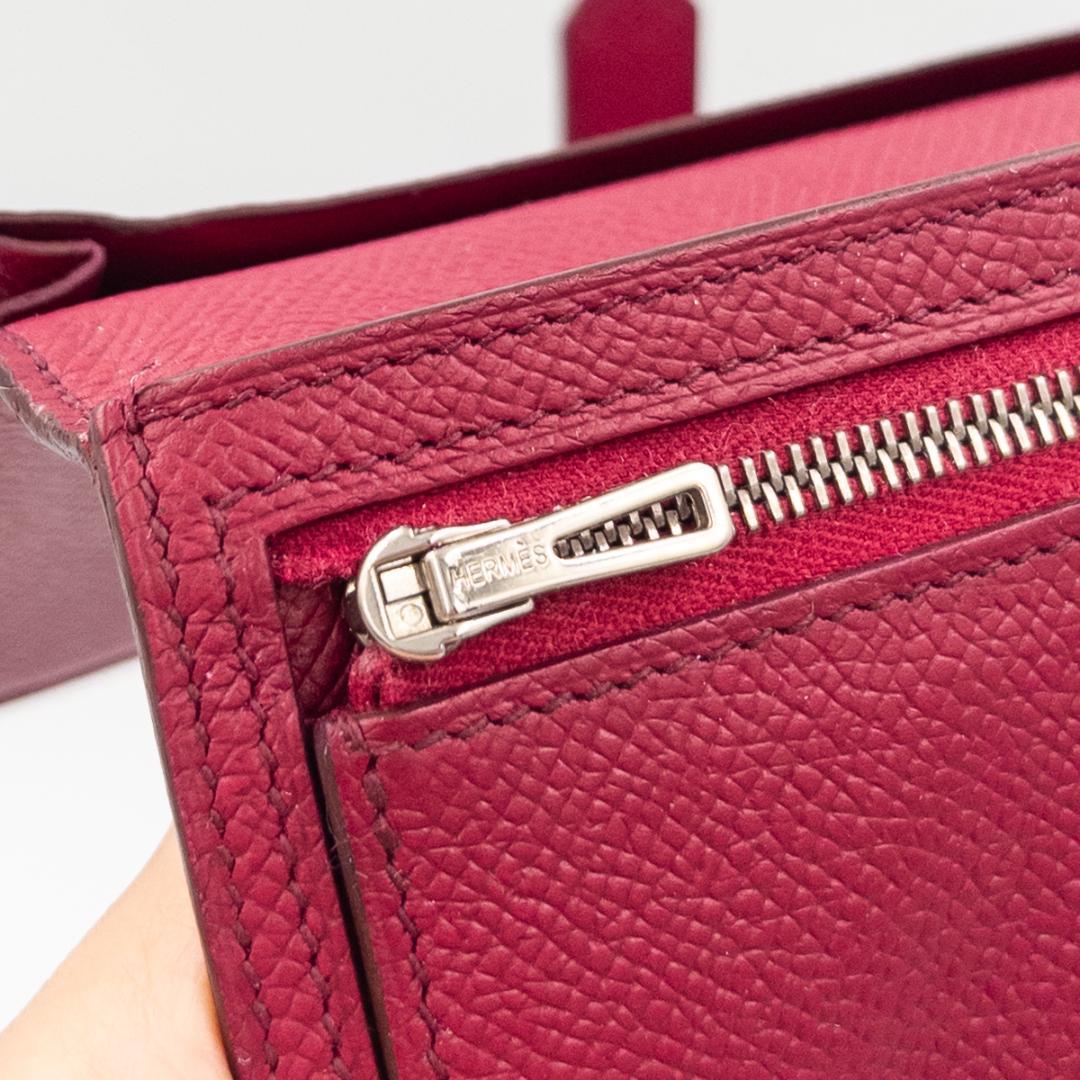 HERMES エルメス ベアンスフレ ヴォーエプソン長財布 ボルドー 刻印□N
