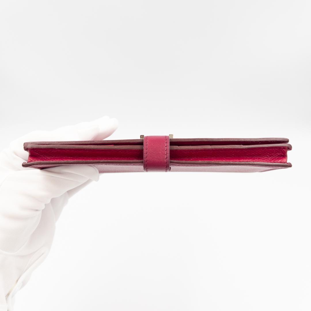 HERMES エルメス ベアンスフレ ヴォーエプソン長財布 ボルドー 刻印□N