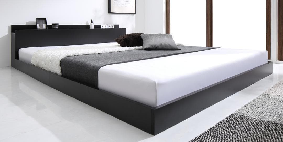 【ぶーたん】 セミダブルベッド マットレス付 棚 コンセント付 BB