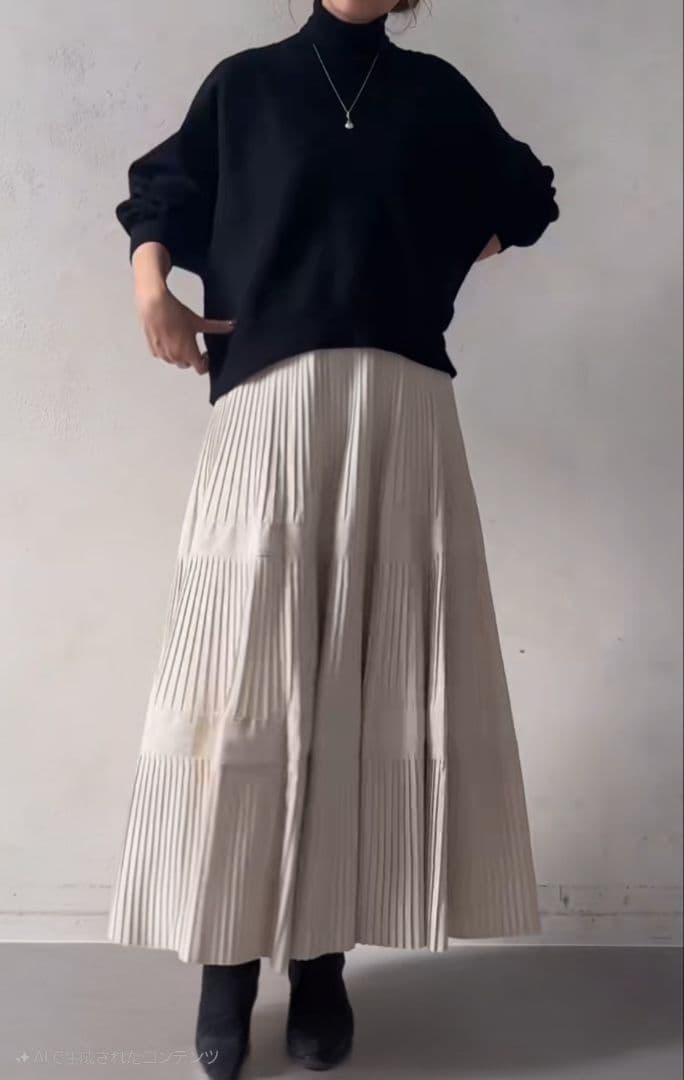 ビアズリー プリーツティアードスカート フリーサイズ ホワイト