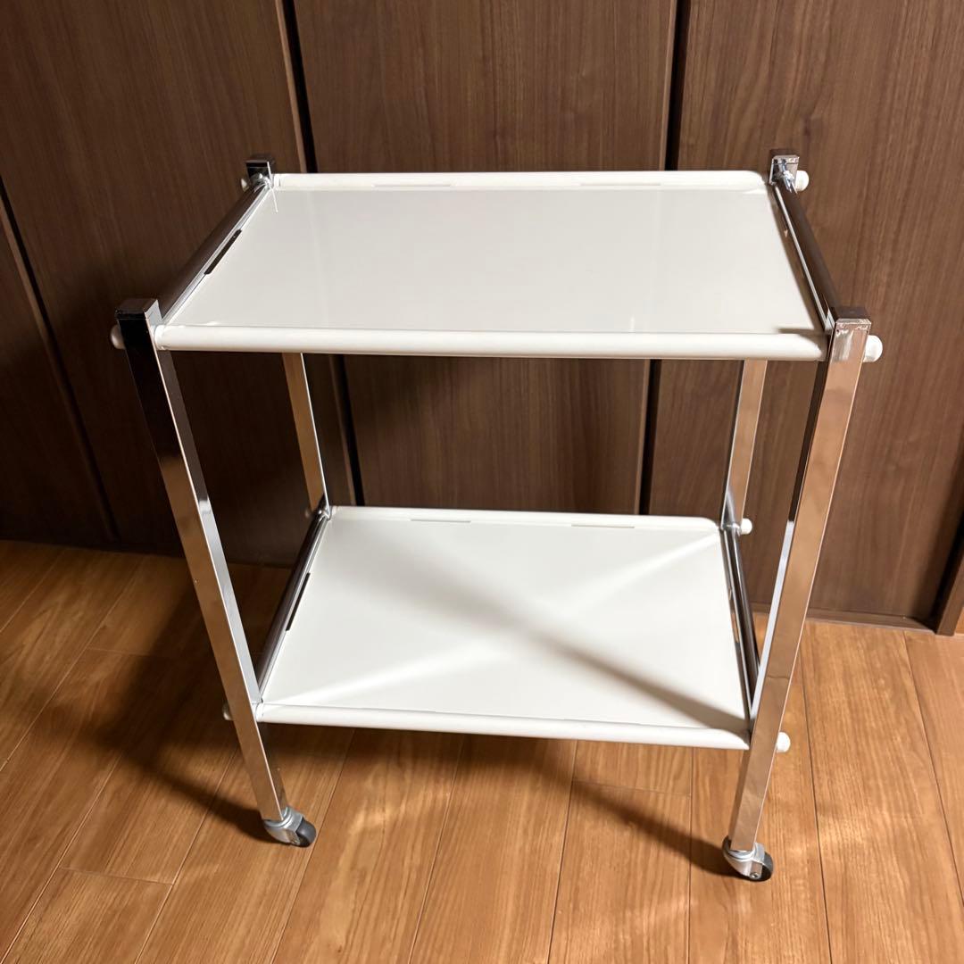 美品　高田ベッド　ワーゴンキャスター付　院内設備　医療用　収納　2段式　日本製