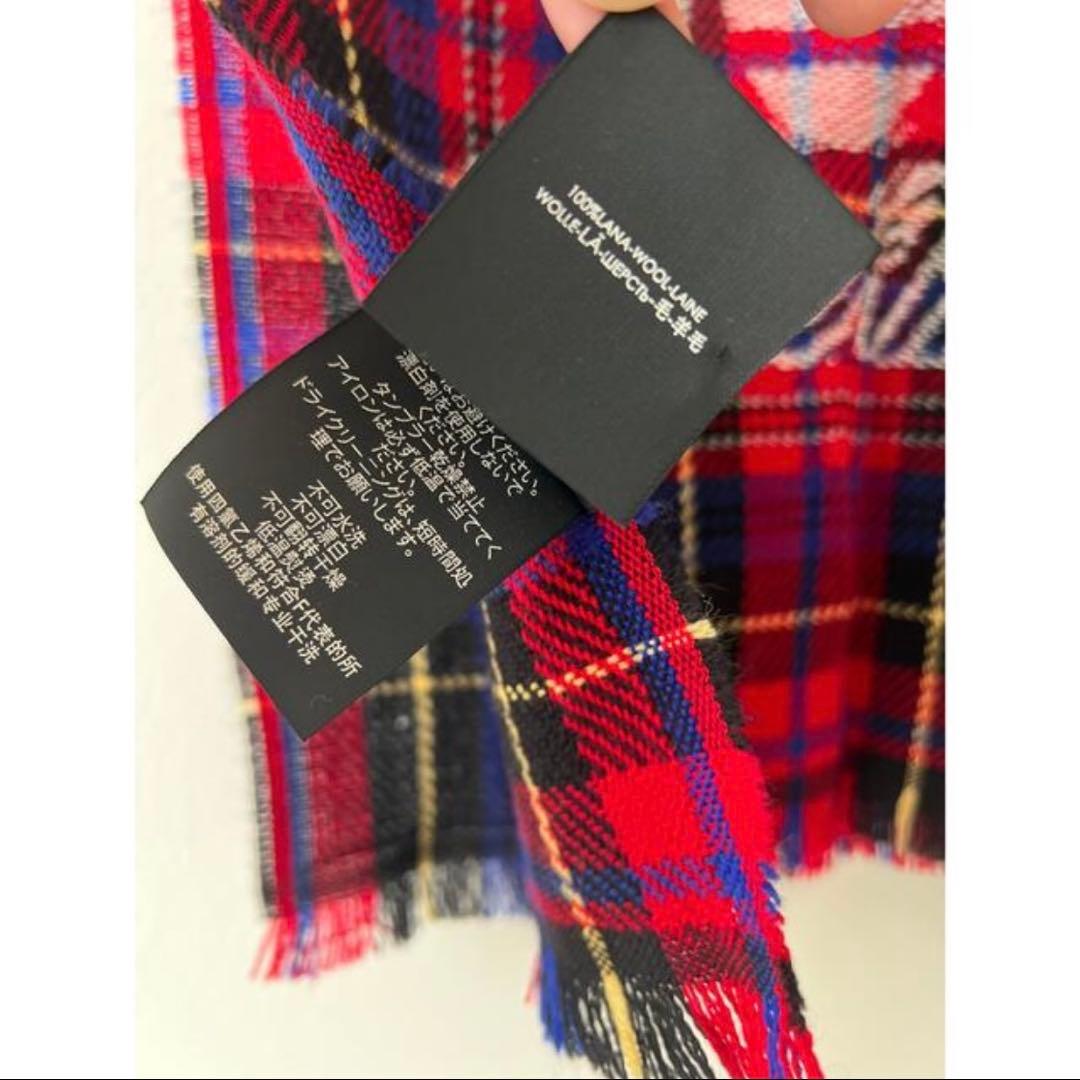 GUCCI グッチウール100% ピンク系チェックストール 38x180cm