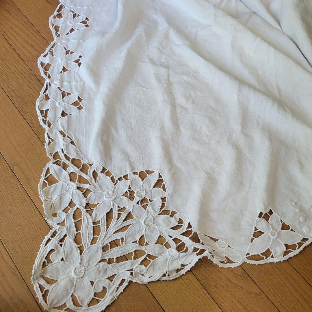 フランス　アンティーク　シーツ　リネン　カットワーク