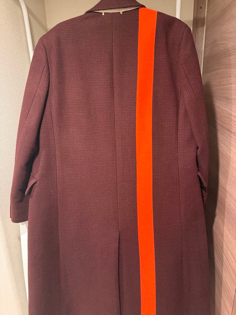 ポールスミスバーガンディ ダブルブレストコート オレンジストライプ