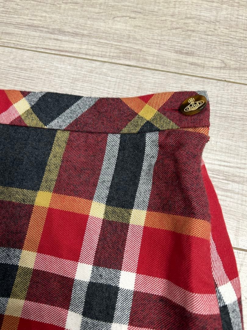 ヴィヴィアンウエストウッド レッドレーベル 変形スカート オーブボタン　チェック