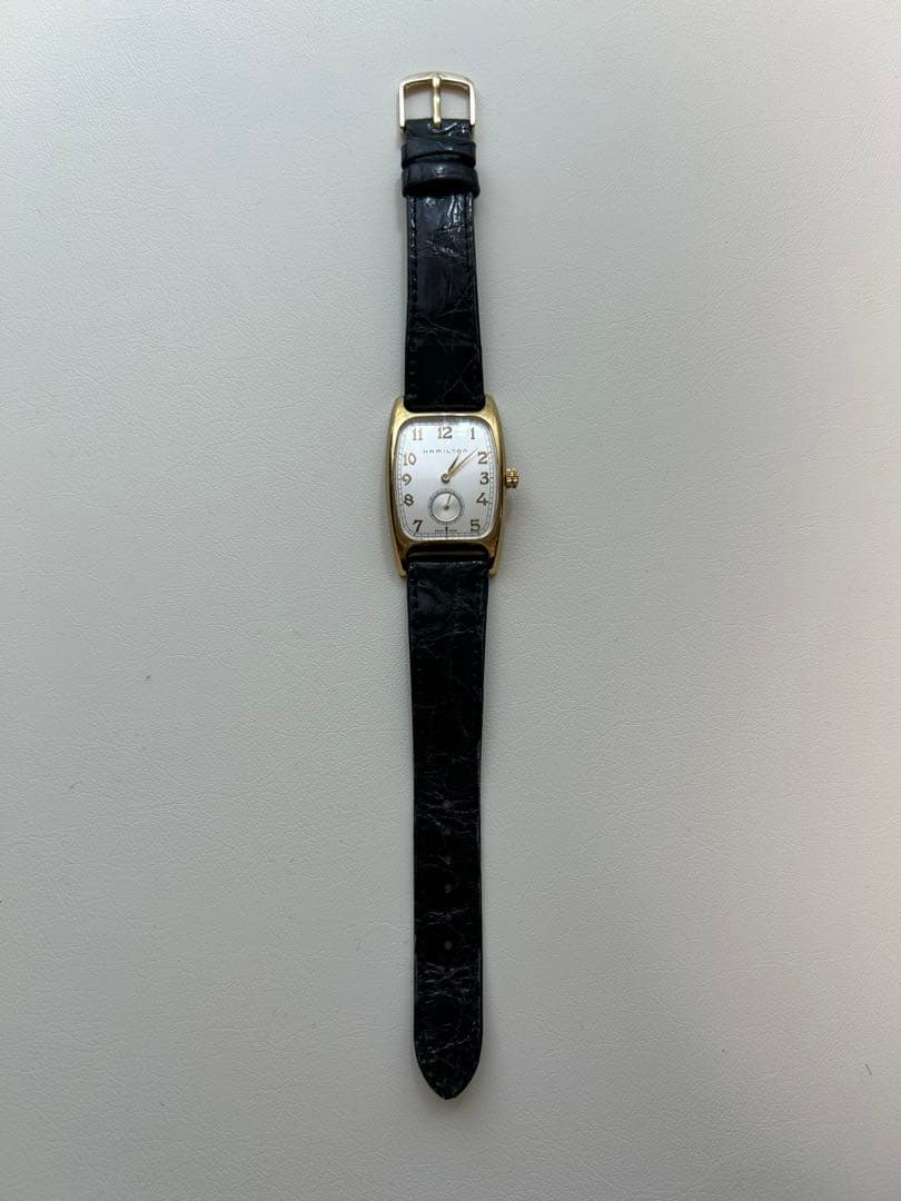 Hamilton スクエアレザーベルト時計