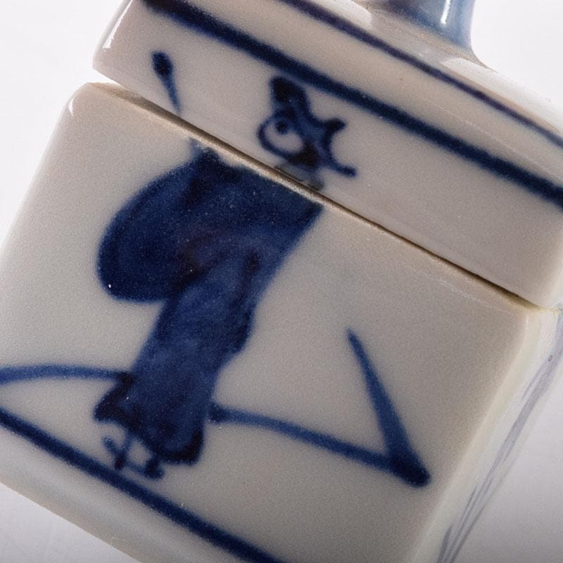 茶道具　京焼　平安　橋本龍岳造　染付　有馬筆　香合　共箱　V　7318