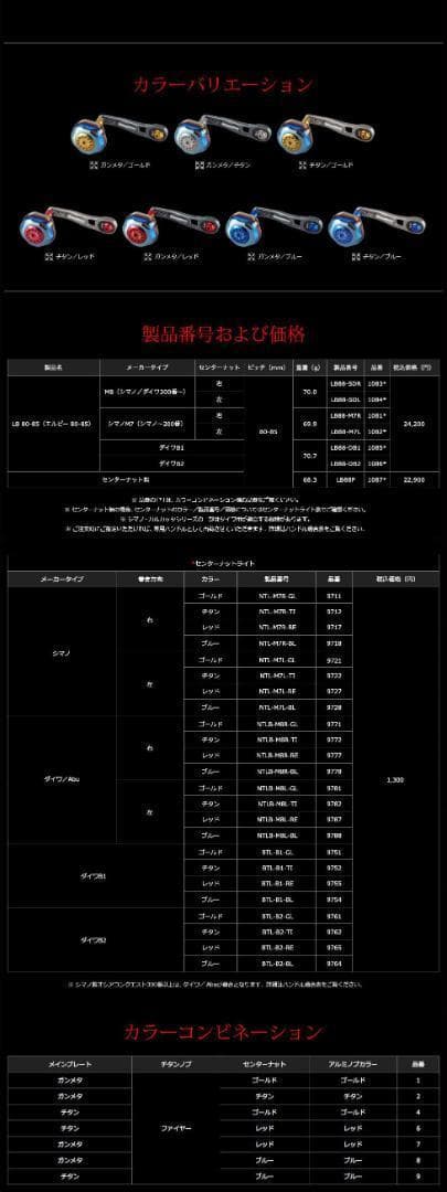 リブレ/LIVRE】LB 80-85（薄肉中空チタンノブ・PT48搭載モデル）