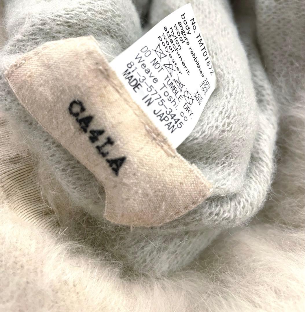 CA4LA カシラ♡リボン付きアンゴラニット帽 ベージュ リボン