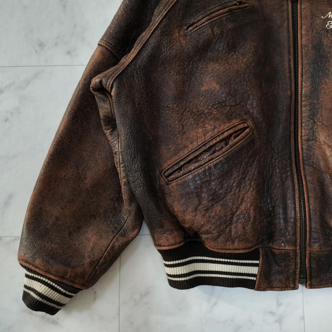 AVIREX オールレザー バーシティジャケット S レザースタジャン