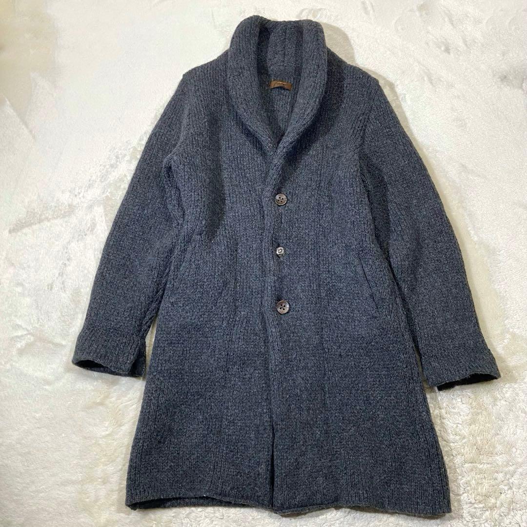 VANDORI 青山 ショールカラー ニット コート ジャケット グレー