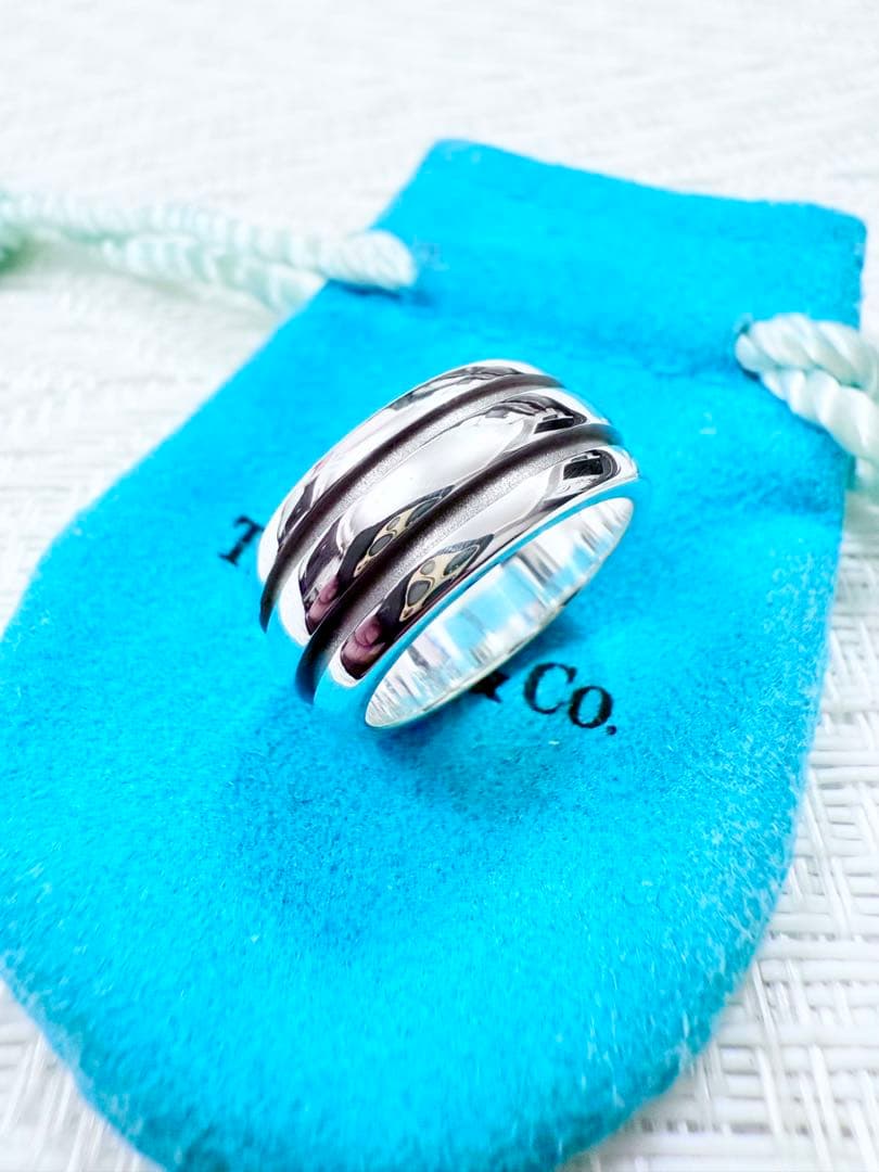 ティファニー　グルーブドリング　ダブルライン　リング　指輪　研磨済み　14号