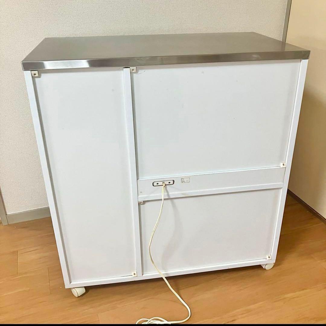 【大特価】山善 キッチンカウンター レンジ台 ステンレス天板 ホワイト