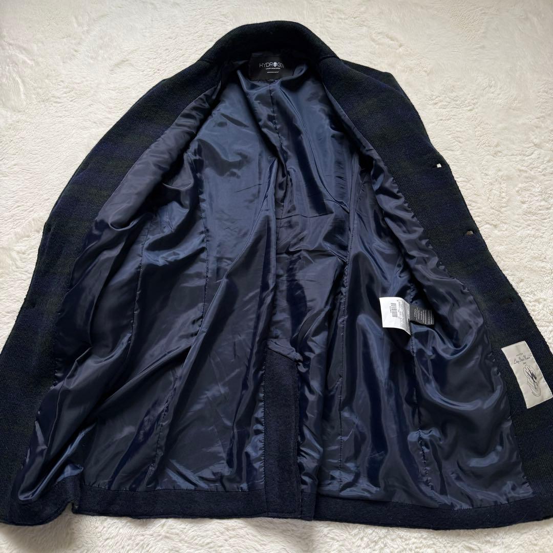 美品】ハイドロゲン×ルイジビアンキ チェック ウールコート ブラック