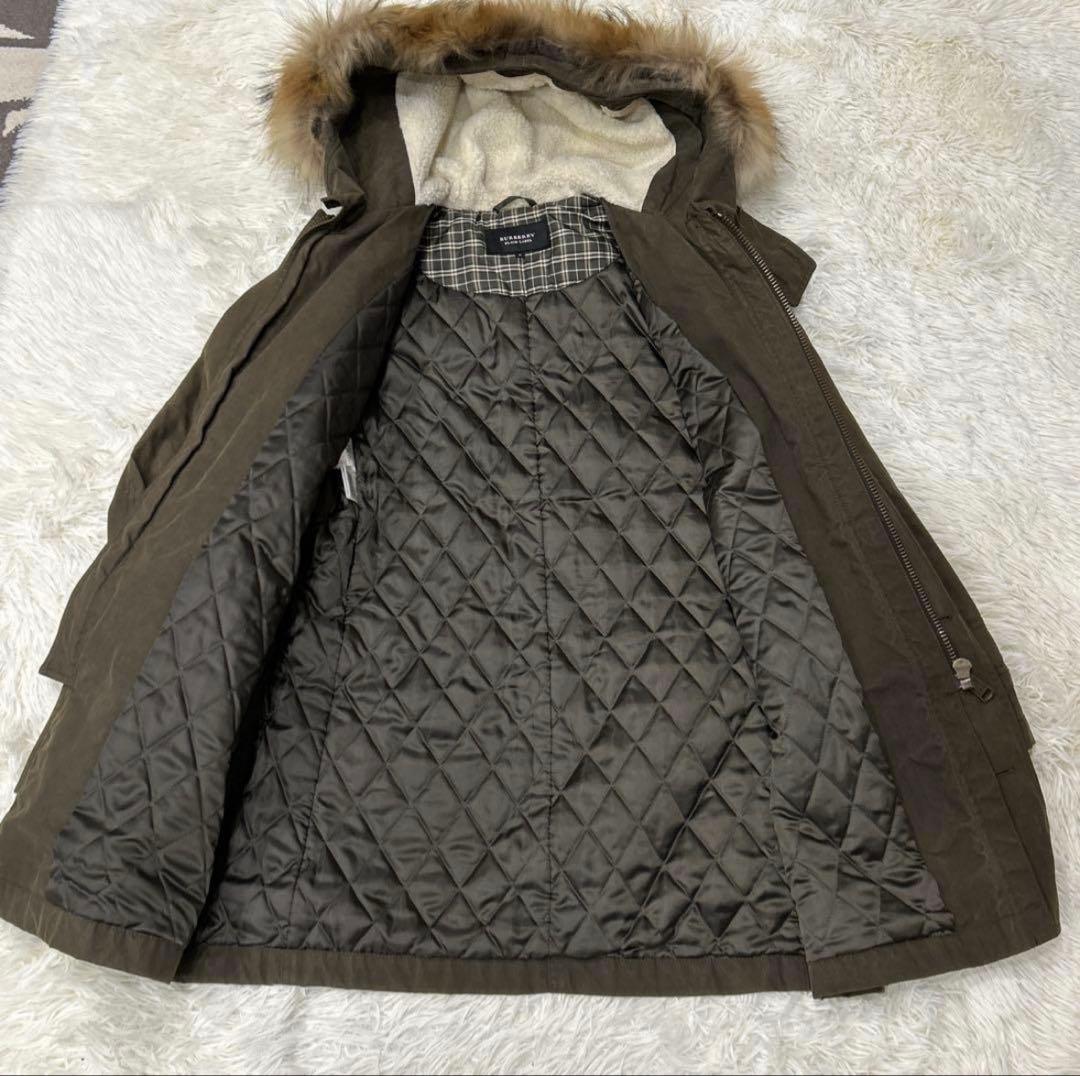 BURBERRY BLACK LABEL モッズコート　M タヌキファー　カーキ