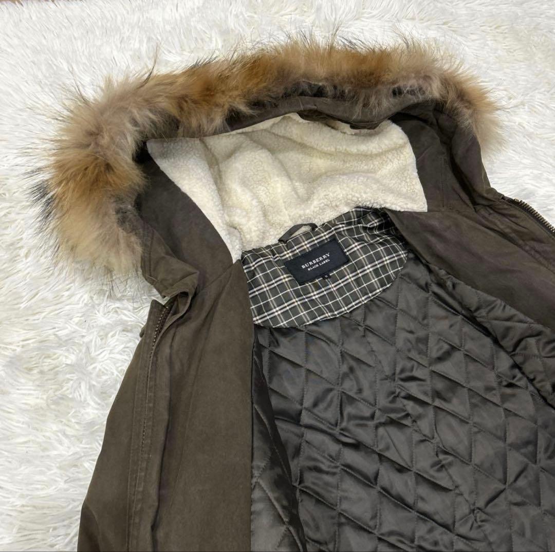 BURBERRY BLACK LABEL モッズコート　M タヌキファー　カーキ