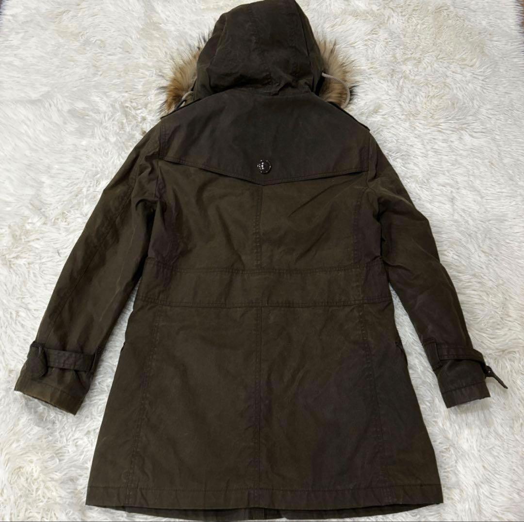 BURBERRY BLACK LABEL モッズコート　M タヌキファー　カーキ