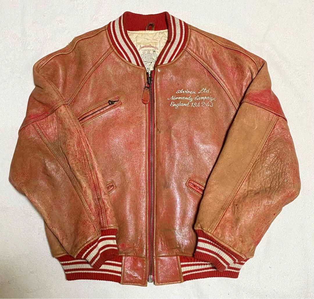 AVIREX アヴィレックス　スタジャン　レザージャケット　ビンテージ加工品
