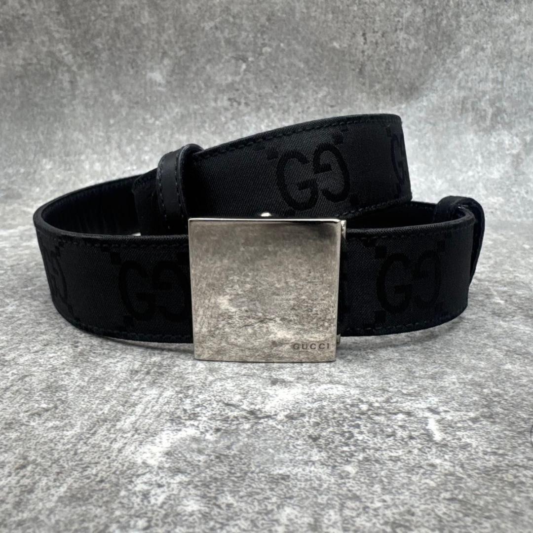 美品 グッチ GGキャンバス ベルト ブラック シルバー金具 - メルカリ