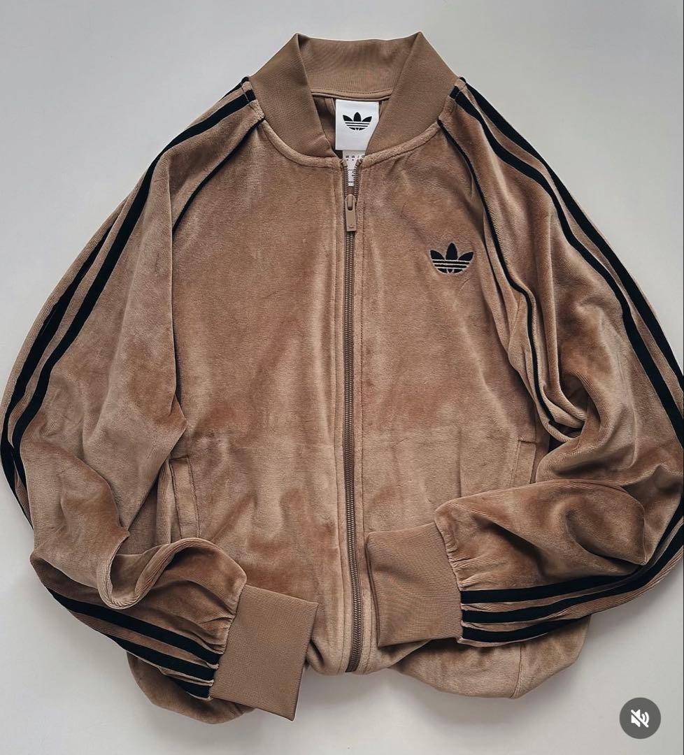新品M】adidas アディカラー ブラウン ベロア トラックトップ 風早ゆう