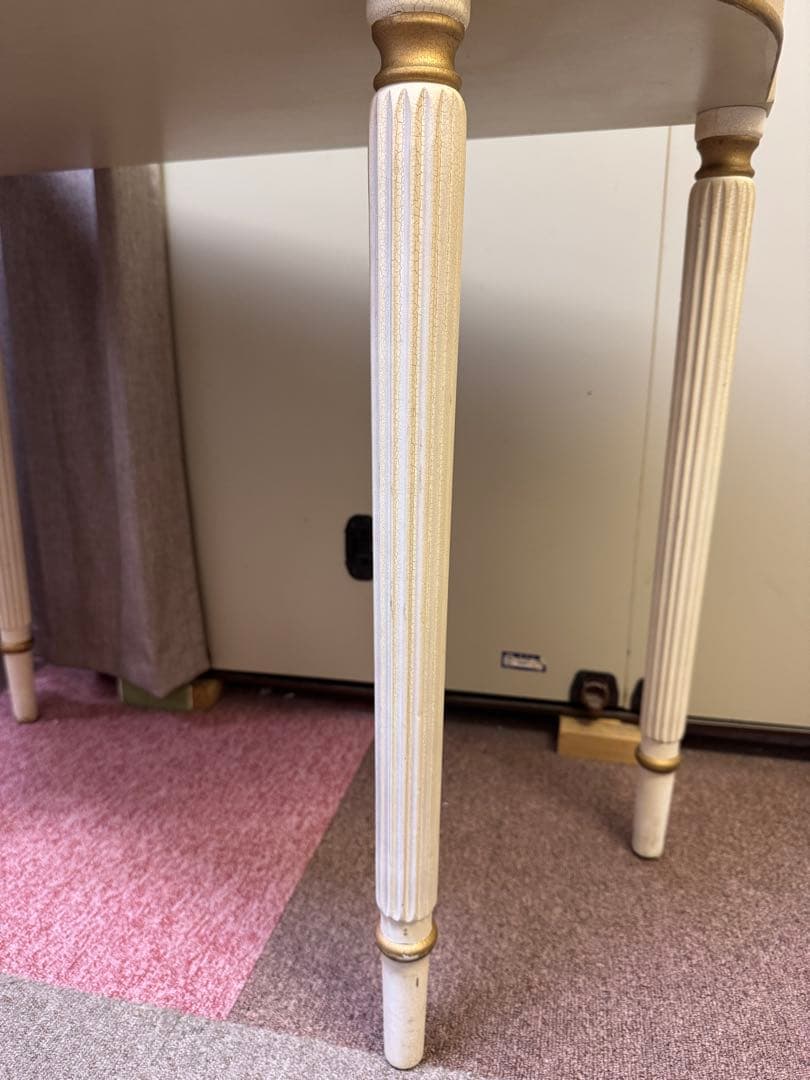 ホワイト サイドテーブル ロココ引き出し 木製