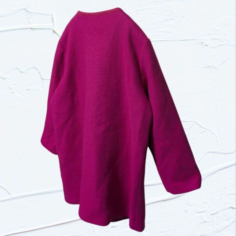 ❤新品❤AS KNOW AS大きいサイズ15号ウール混 丸首ジップコート濃ピンク
