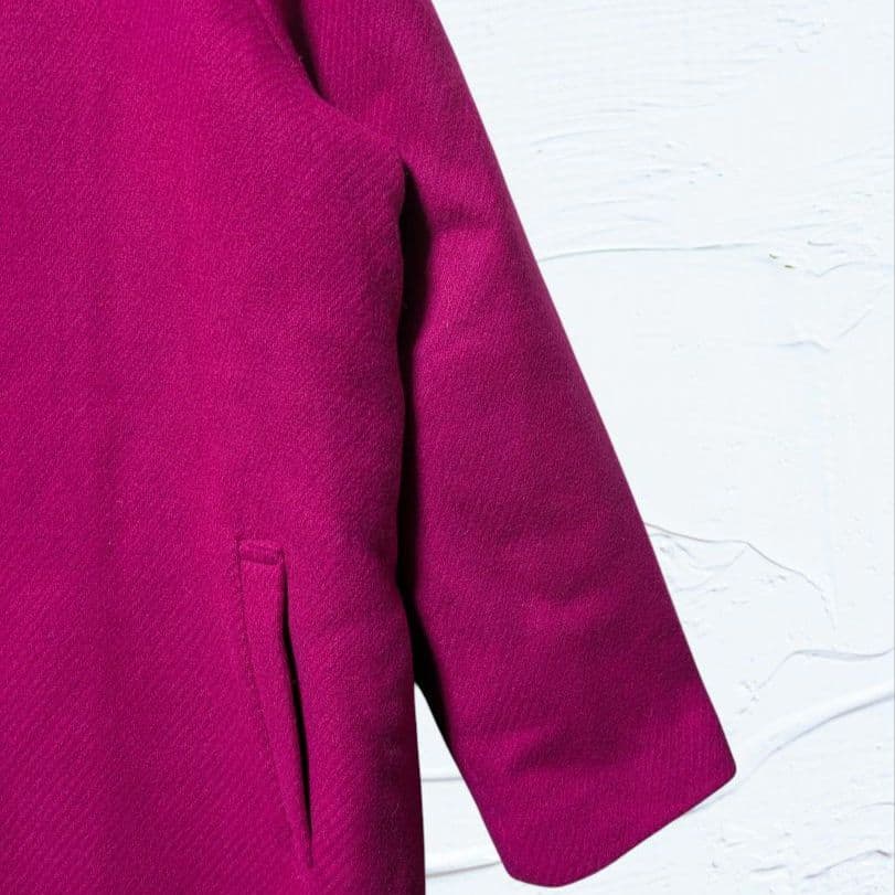 ❤新品❤AS KNOW AS大きいサイズ15号ウール混 丸首ジップコート濃ピンク