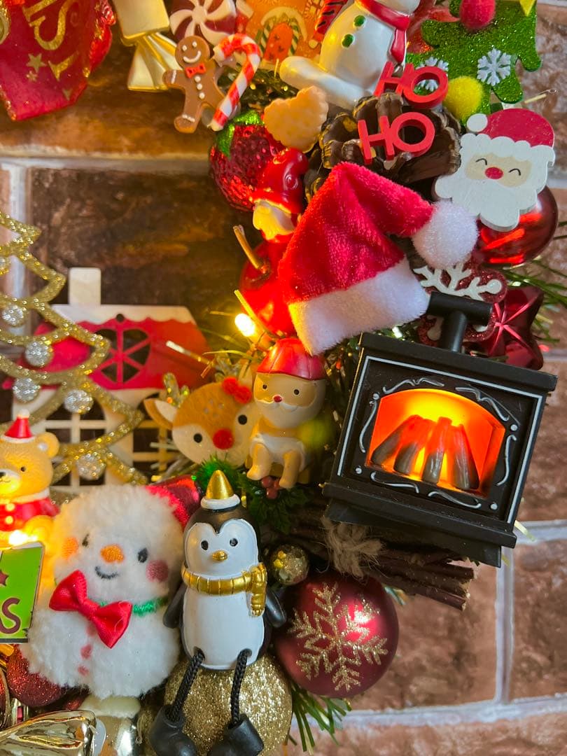 専用 光 豪華 クリスマスリース ハンドメイド パーツ盛モリ 40cm