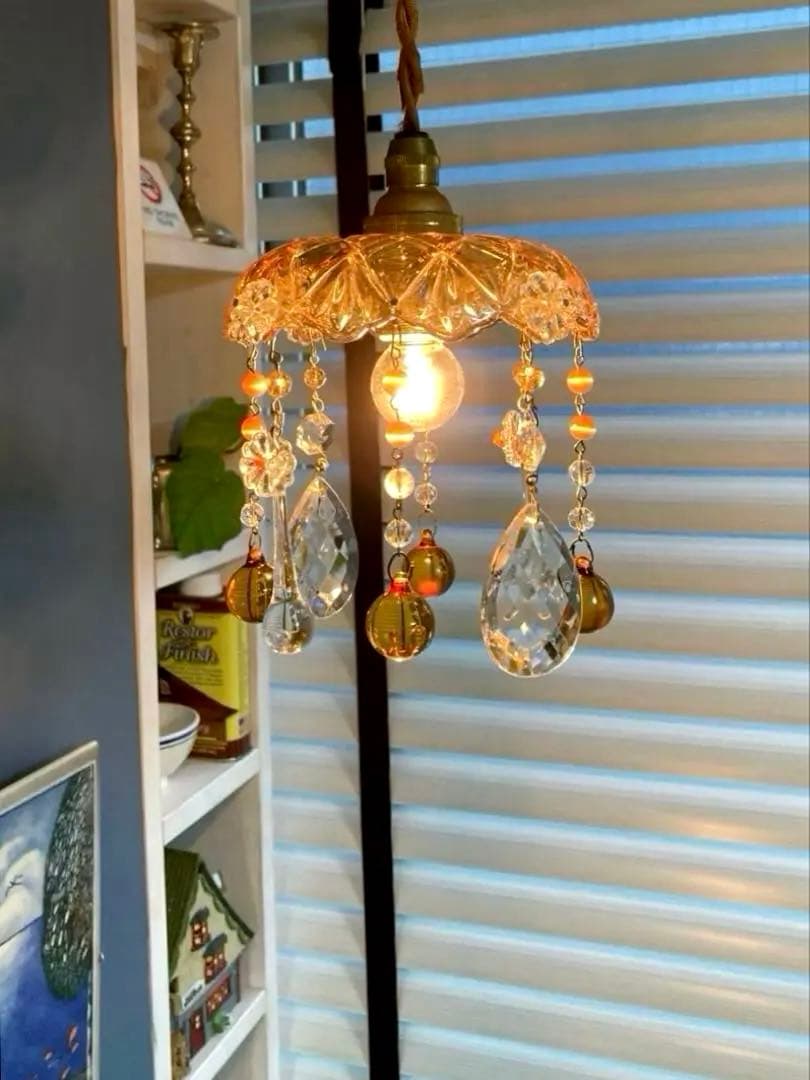 シャンデリア 1920年 フランス（青と虹）アンティーク オパールセント