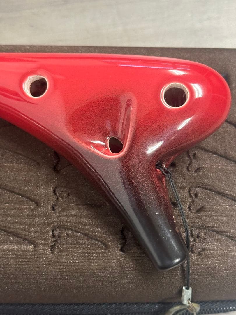 美品！OSAWA OCARINA 赤 オカリナ ストラップ　ケース付き