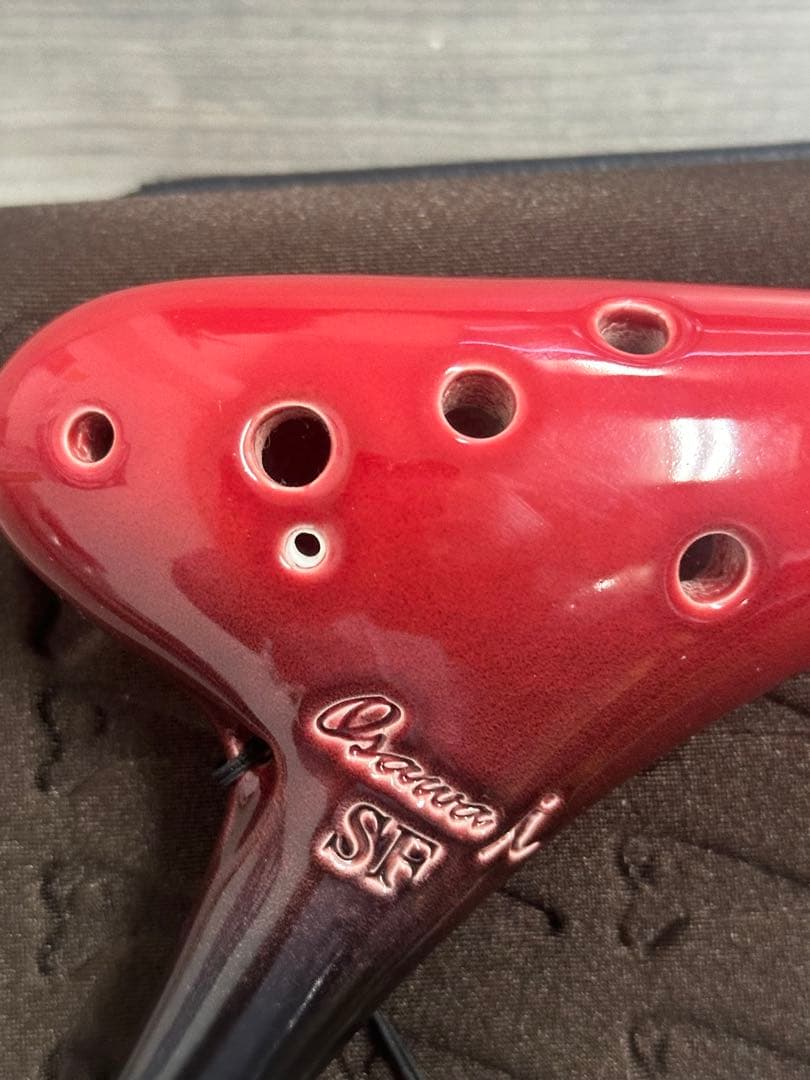 美品！OSAWA OCARINA 赤 オカリナ ストラップ　ケース付き