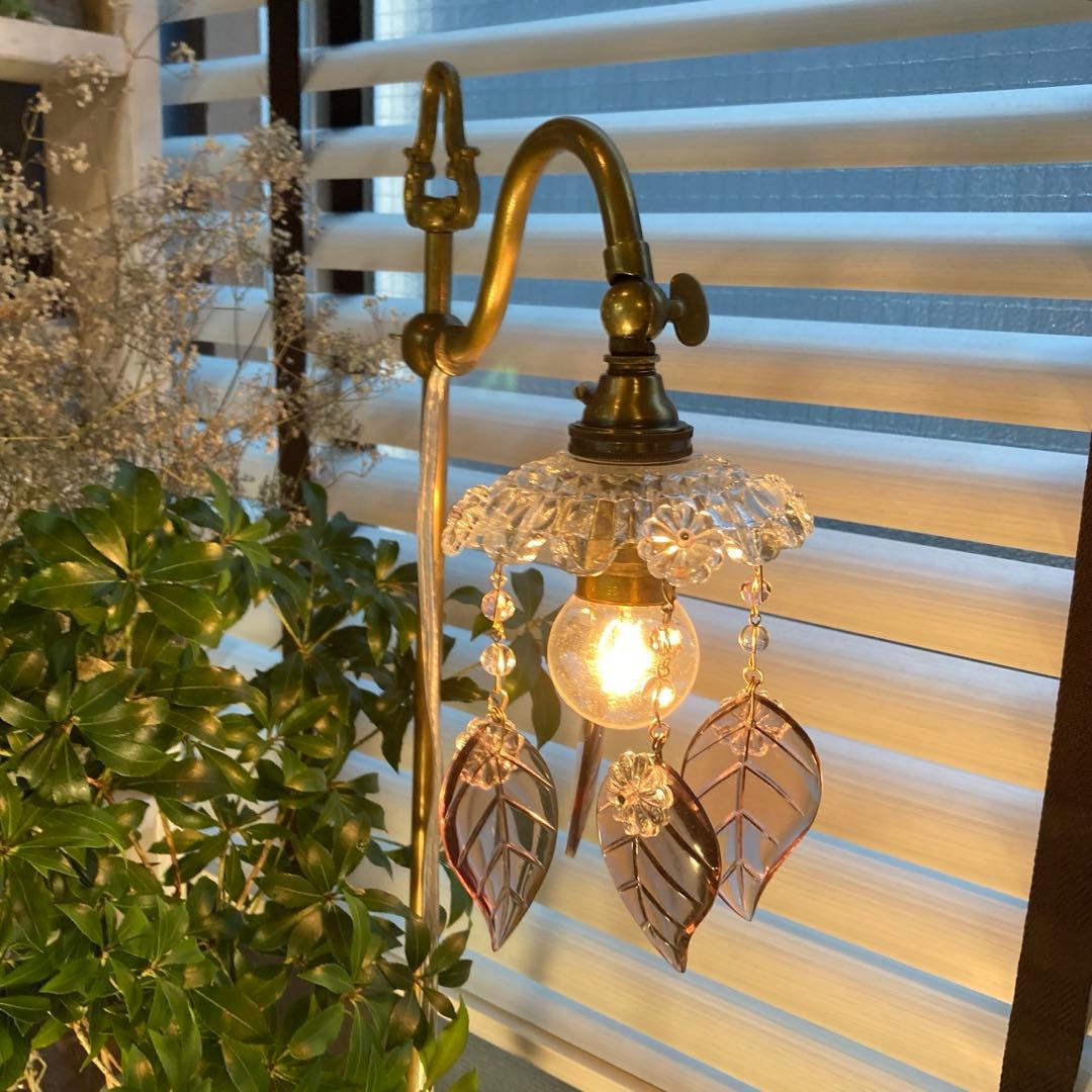 専用）シャンデリアパーツ ピンクウランとウランリーフ1880年 フランス