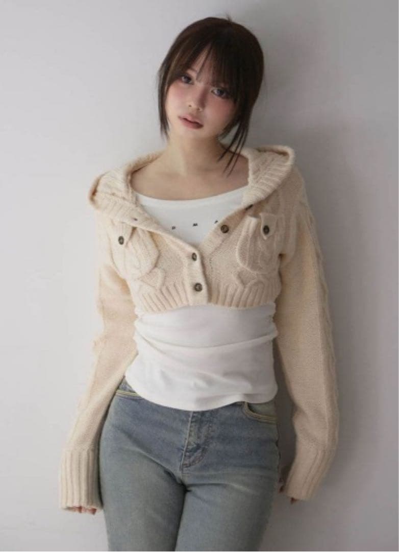 andmary Mary logo cable knit set ivory - メルカリ