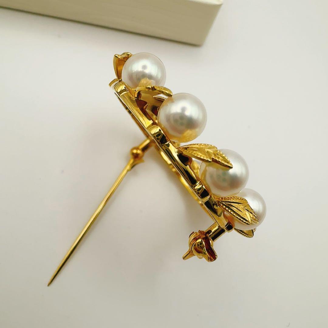 美品　定番　ミキモト　K18 月桂樹　ブローチ　美品