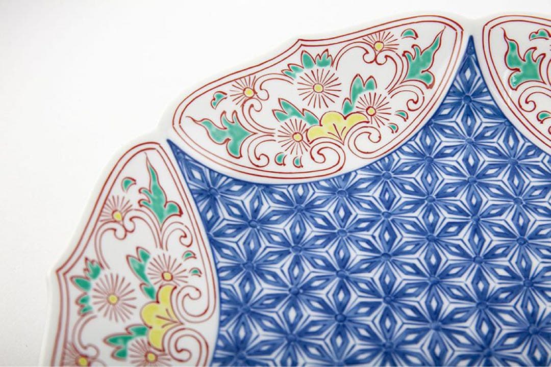 縁起物 新品 有田焼 其泉 盛皿 大皿 色鍋島 麻の葉地紋 桔梗縁 - メルカリ