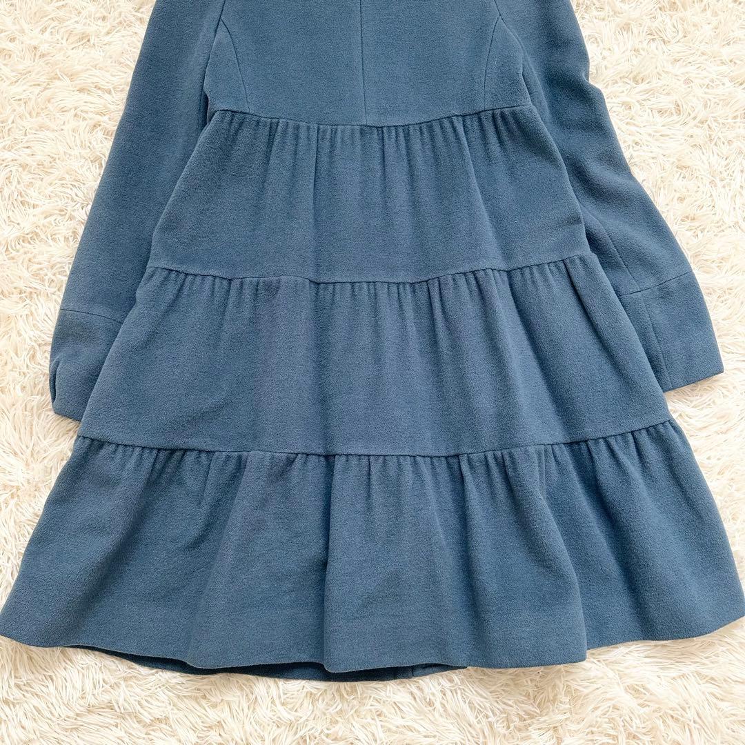 希少カラー✨️バーバリー アンゴラ混 ティアード ウールコート ブルー M