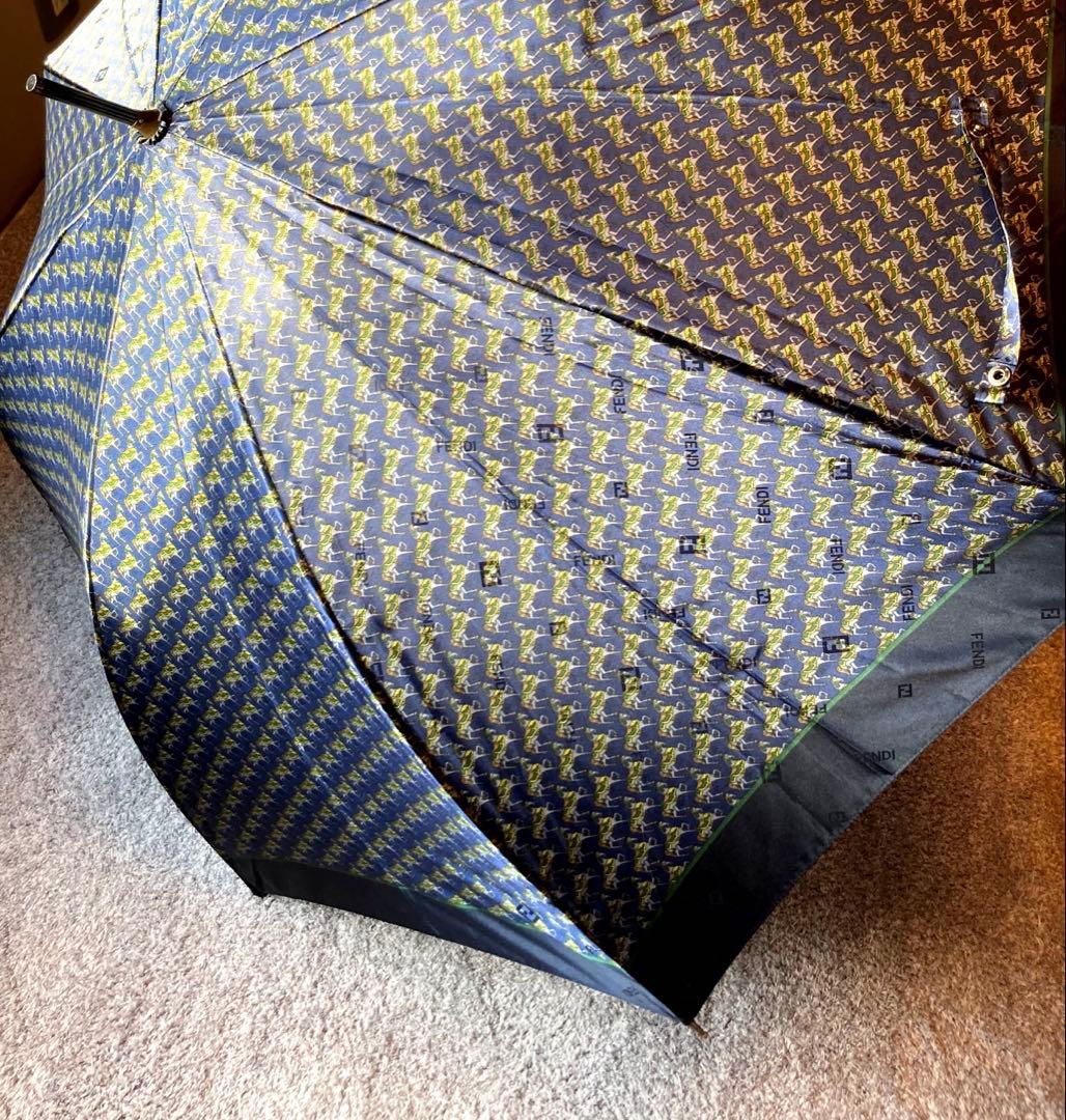 FENDI 長傘 ネイビー 馬柄(グリーン、グレー、ブラウン)ワンタッチ 廃