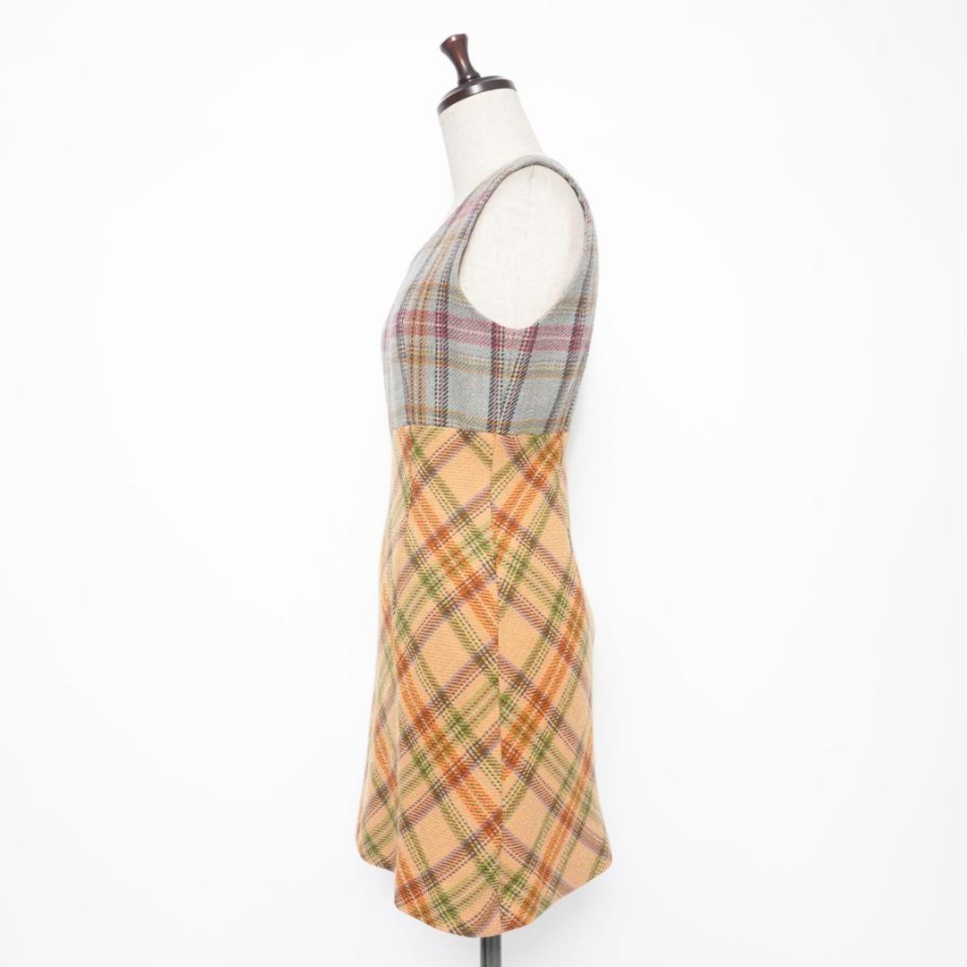 ドルチェ&ガッバーナ チェック柄ドッキングワンピース 黄色サイズ40*MD112