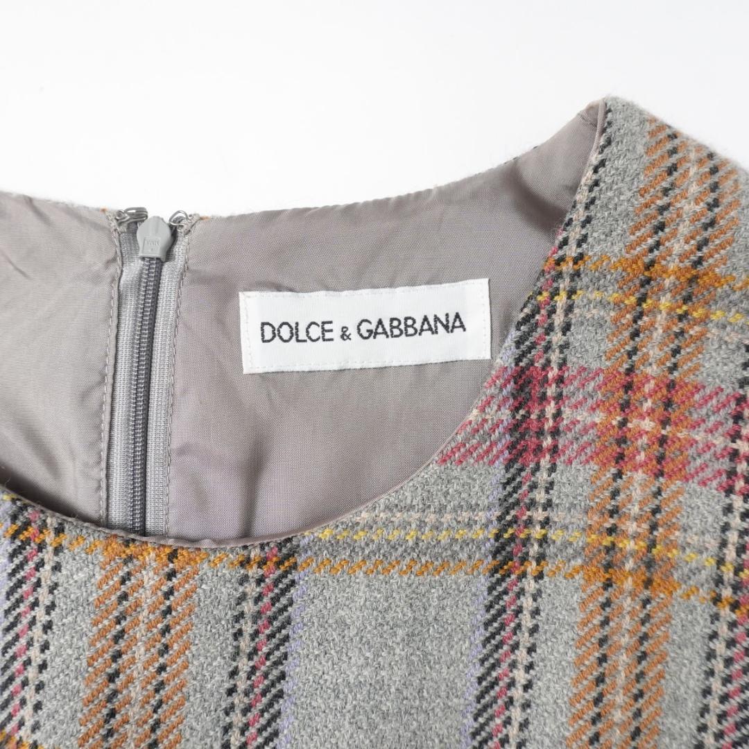 ドルチェ&ガッバーナ チェック柄ドッキングワンピース 黄色サイズ40*MD112