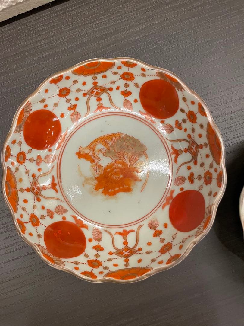 Kitty 古伊万里 赤玉瓔珞紋 膾皿 八客