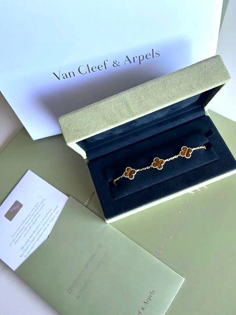 ヴァンクリーフアンドアーペル アルハンブラ 5p タイガーズアイ　ブレスレット