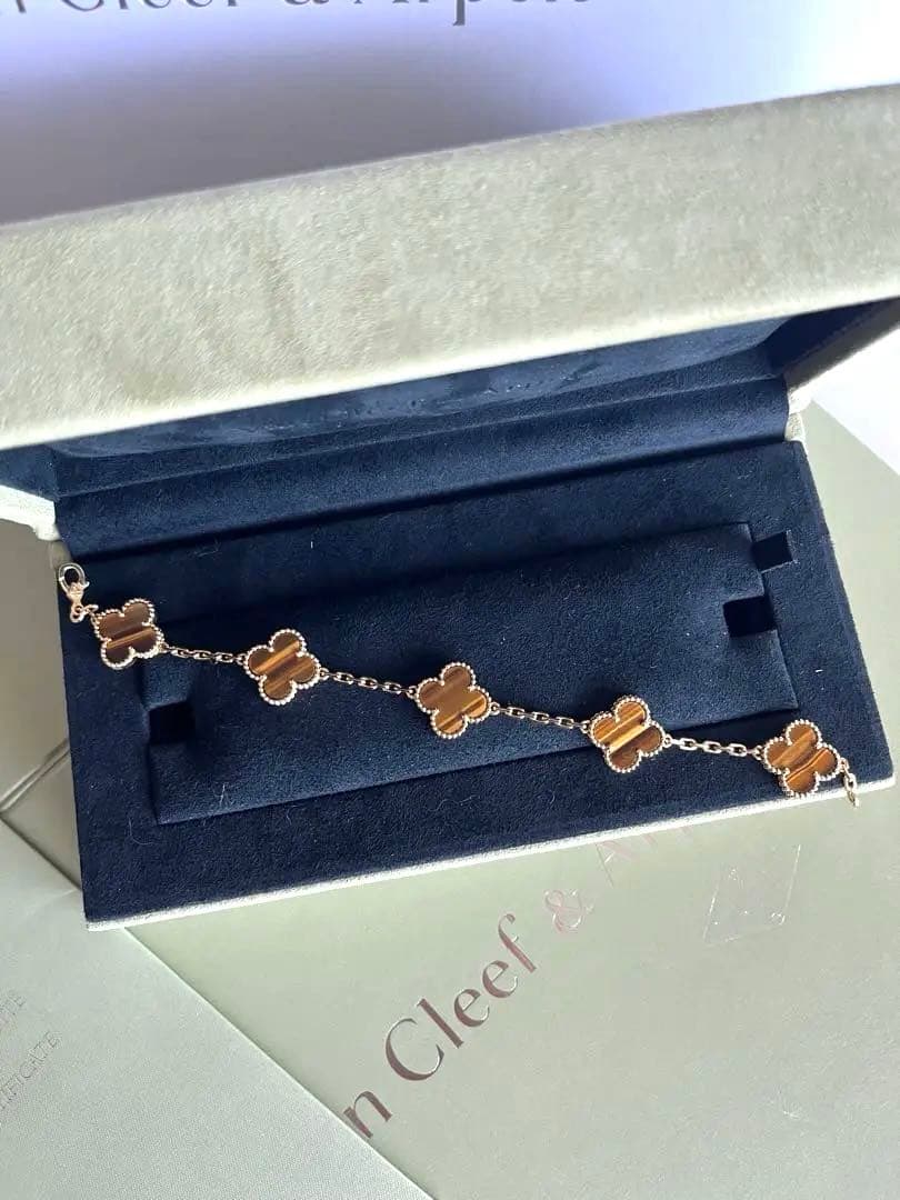 ヴァンクリーフアンドアーペル アルハンブラ 5p タイガーズアイ　ブレスレット