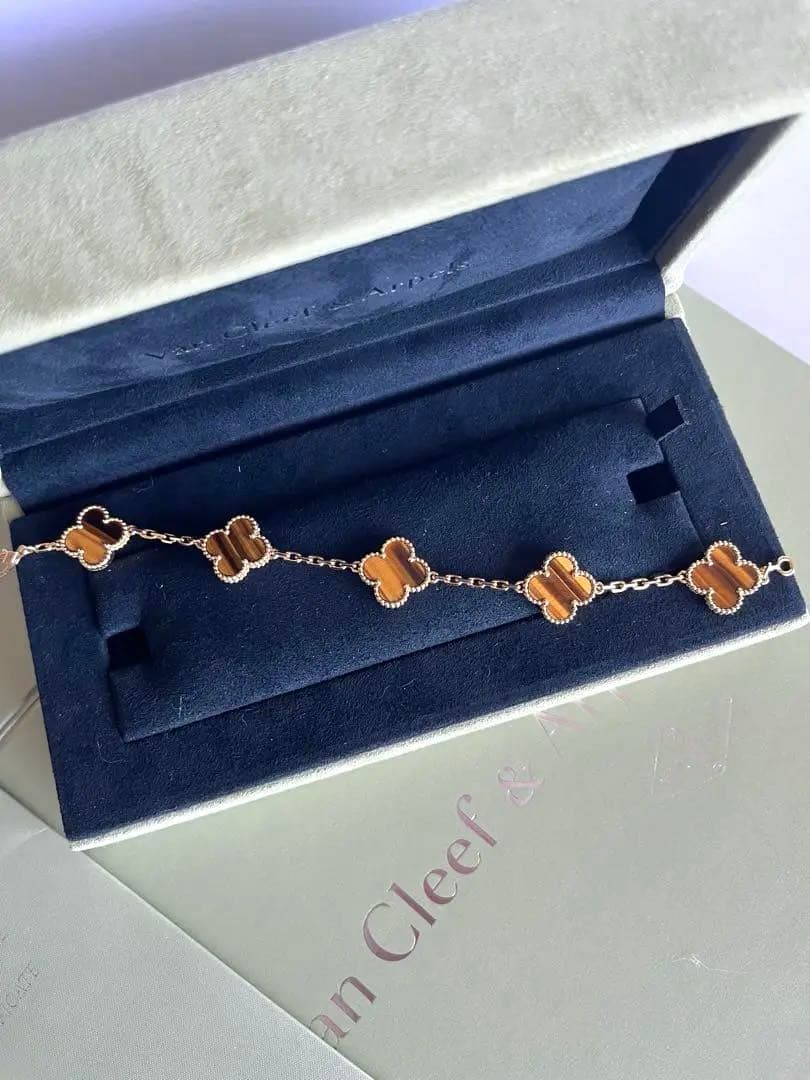 ヴァンクリーフアンドアーペル アルハンブラ 5p タイガーズアイ　ブレスレット