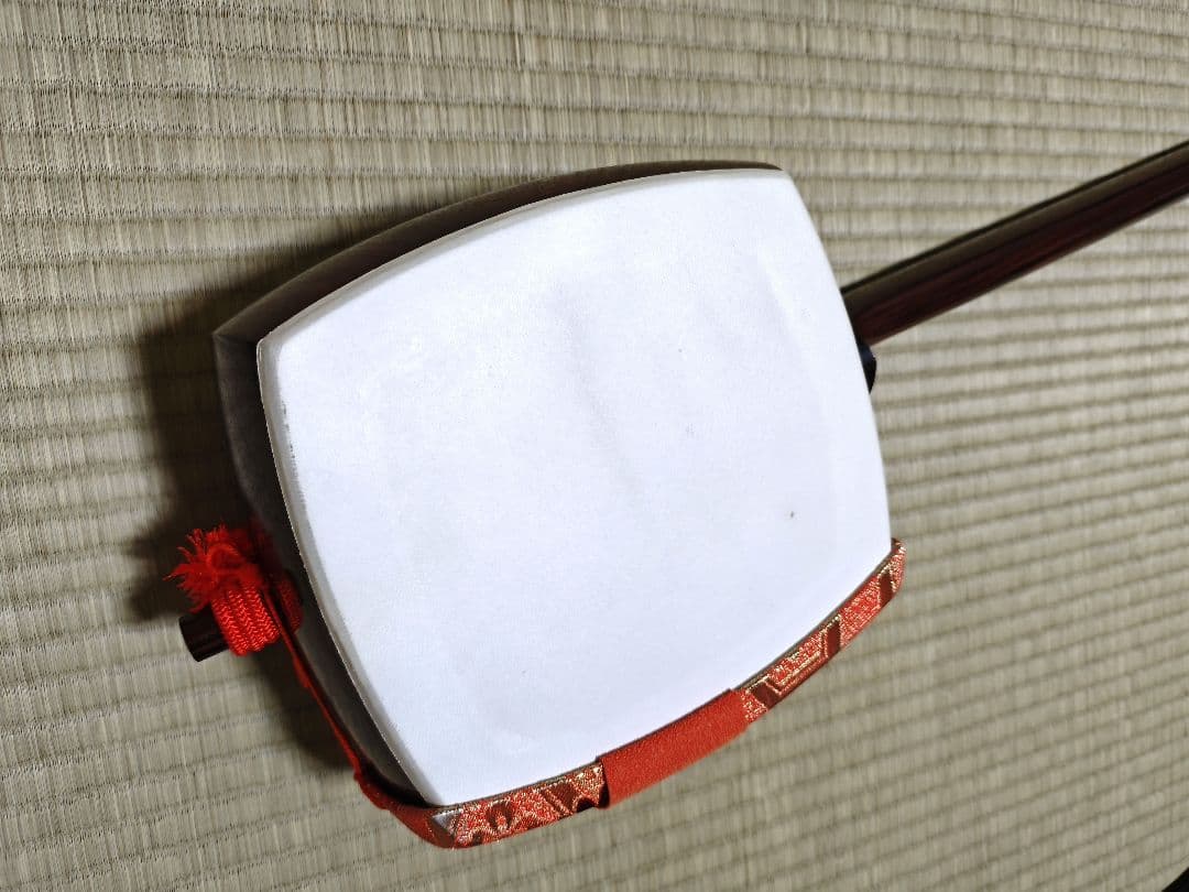 三味線 中棹 皮破れ無し 天然皮 バチ 駒 ケース