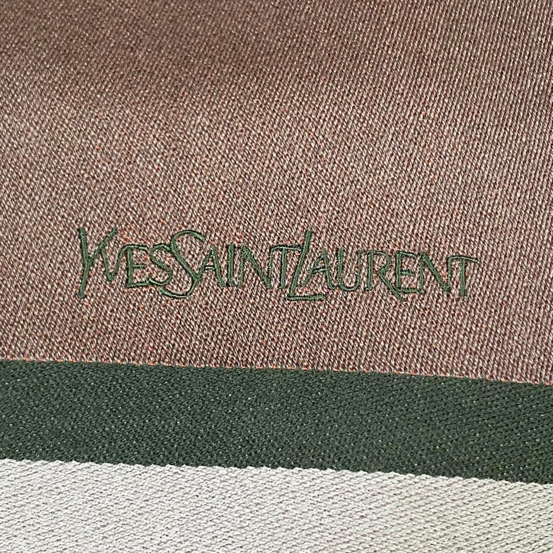 イヴサンローラン　ウールシルクストール　フリンジ　140cm角　タグ付き