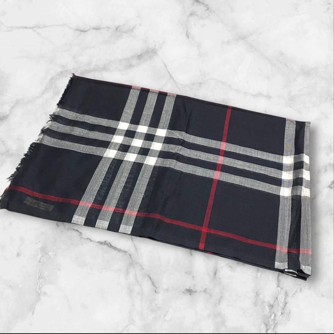 【未使用・タグ付き】BURBERRYバーバリーストール 大判 濃紺 ノバチェック