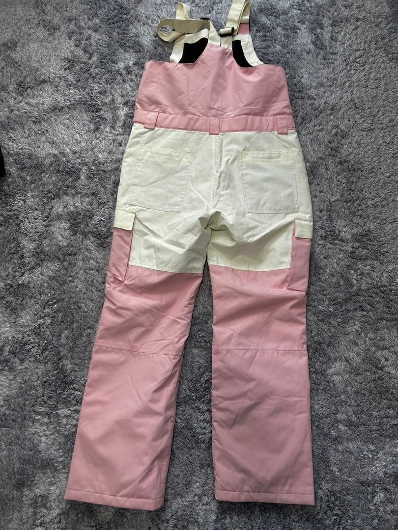 未使用　ピンク/ホワイト スノーボードウェア オーバーオール　サイズL