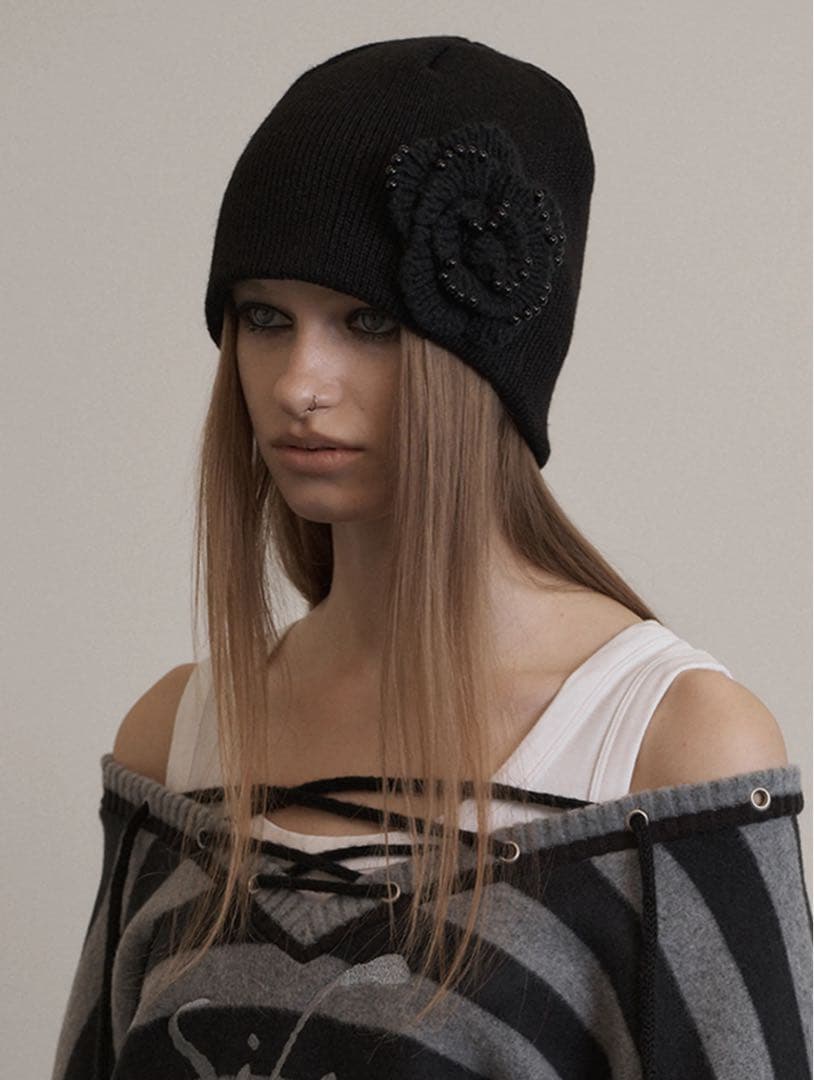 帽子 SETUPEXE CORSAGE BEANIE BLACK