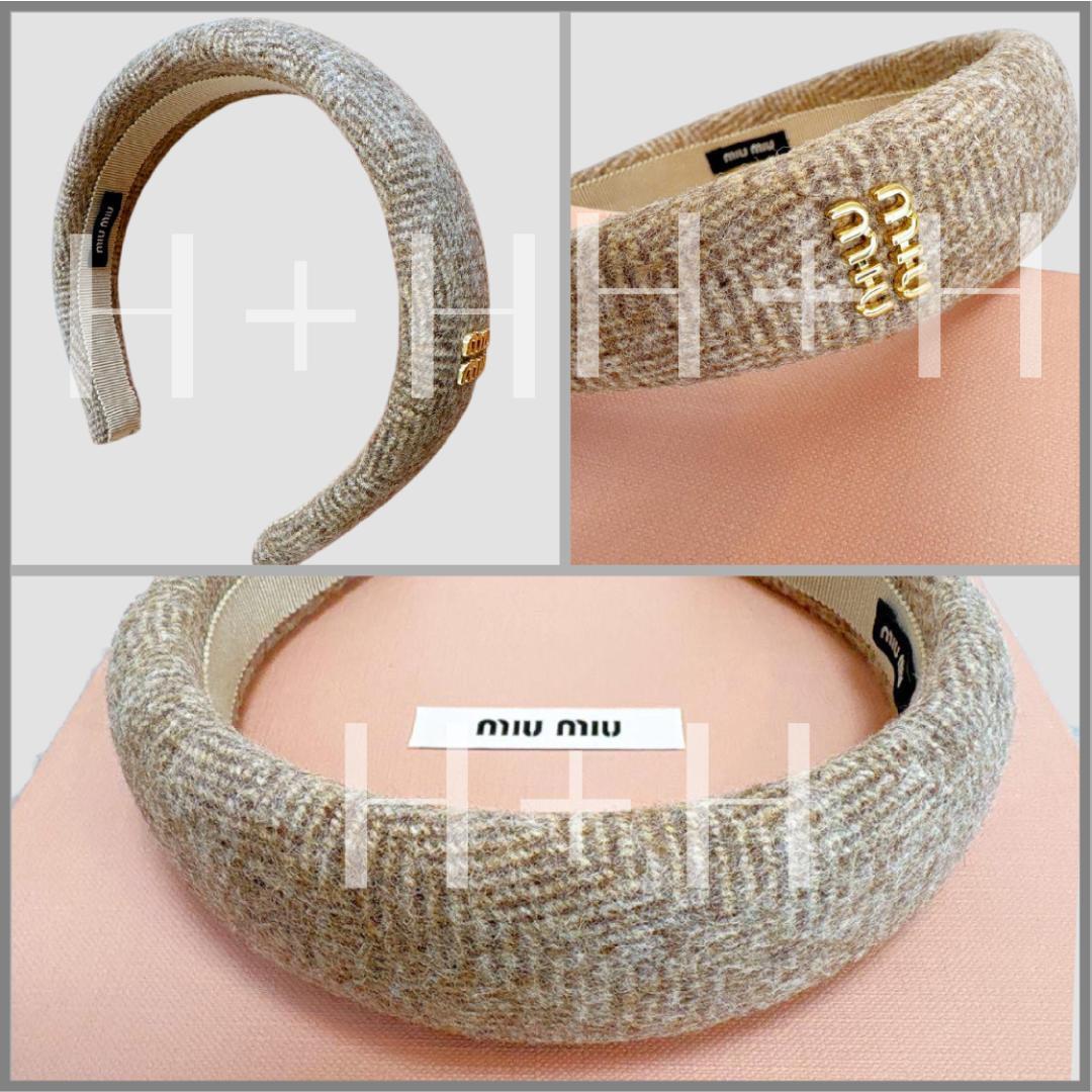 MIU MIU シェブロン ウール ヘッドバンド Khaki / 新品