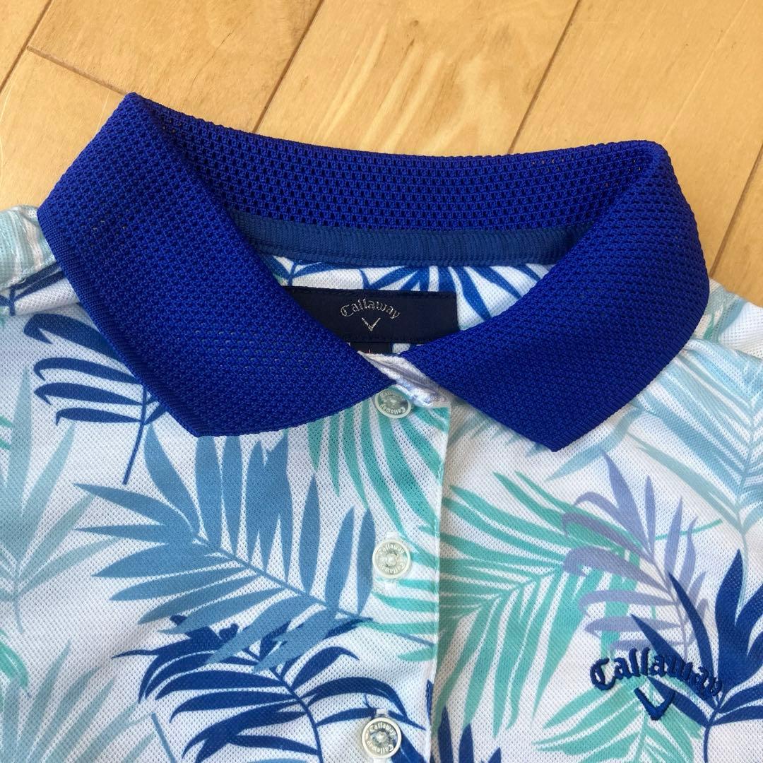 極美品キャロウェイゴルフポロシャツマルチカラーブランドロゴ刺繍